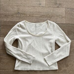 Aerie Waffle Knit Long Sleeve Cream top